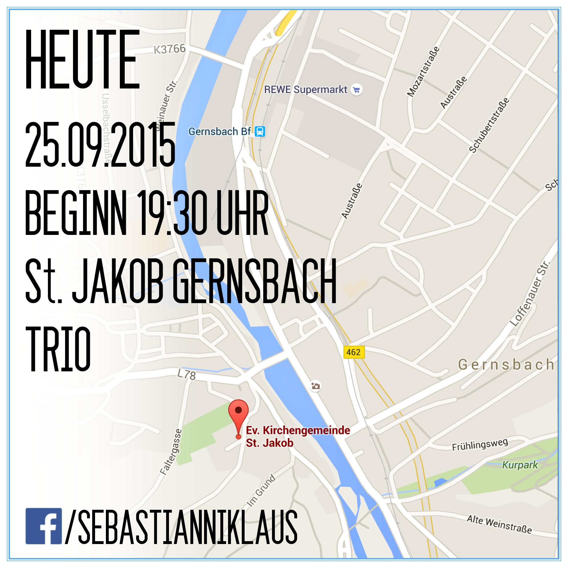 25.09.2015 Beginn 19:30 Uhr - St. Jakob Gernsbach, Anfahrt