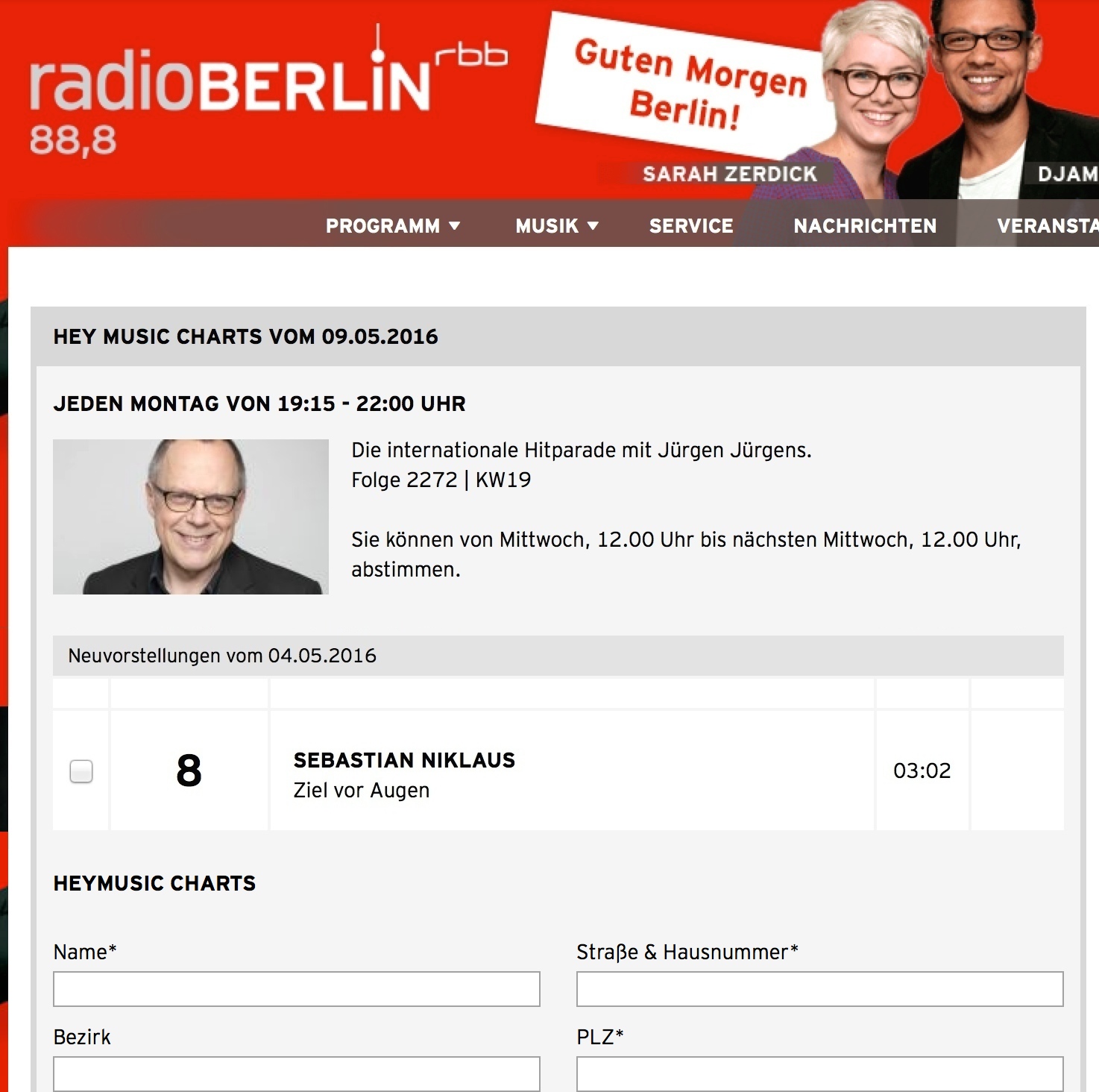 Ziel vor Augen im Voting bei RadioBerlin