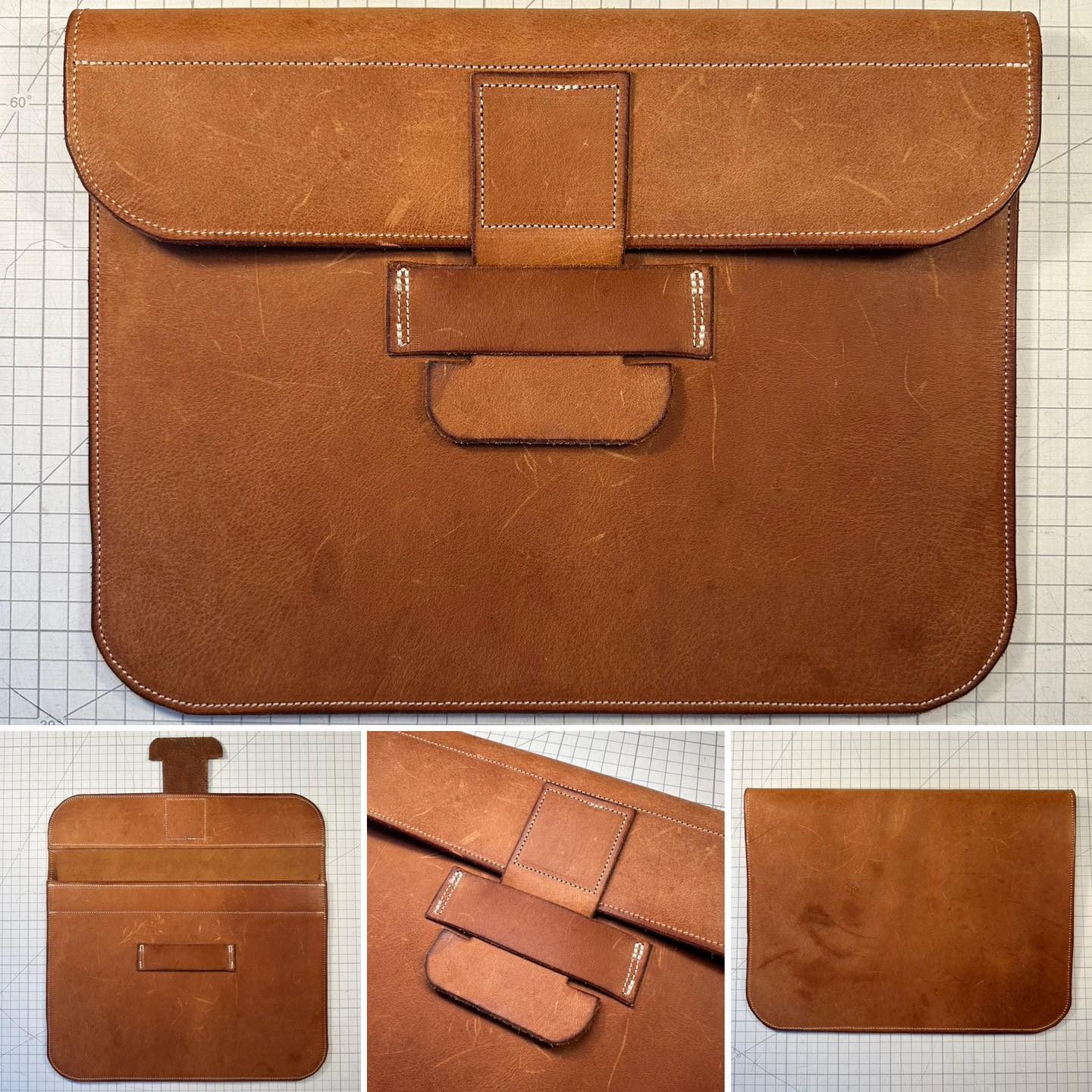 Leder Mappe für ein Tablet (iPad) aus Blankleder, individuell angefertigt in meiner kleinen Nähwerkstatt